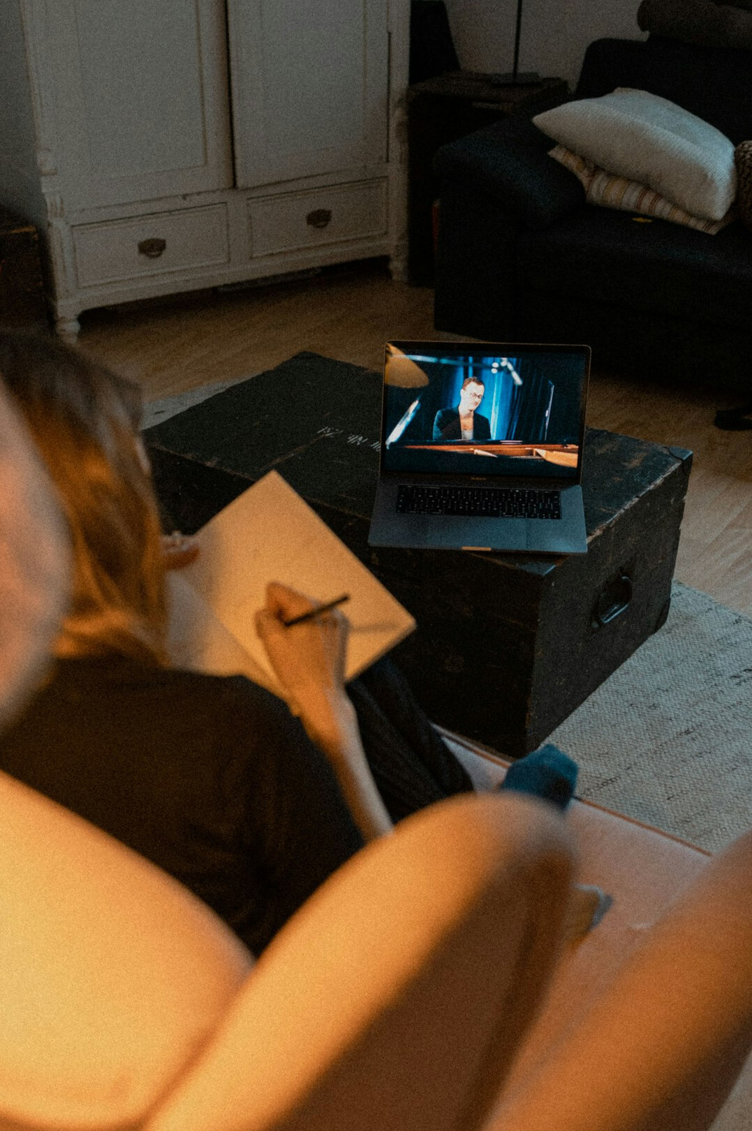person studying online course